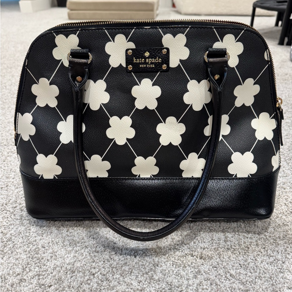 Kate Spade Black and White Satchel with Graphic Design